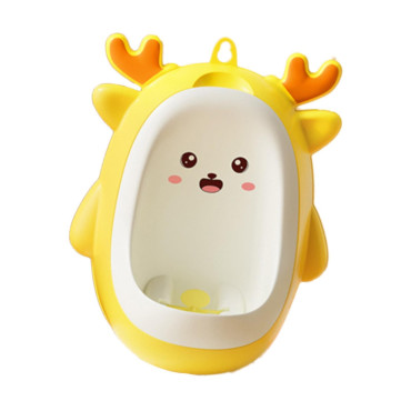 Pisoar pentru Baieti, Cyrax, 0-8 Ani, in Forma de Cerb, Perie Inclusa, Montare pe Perete, Carlig Autoadeziv Inclus, 29.8 x 23.8 cm, Galben