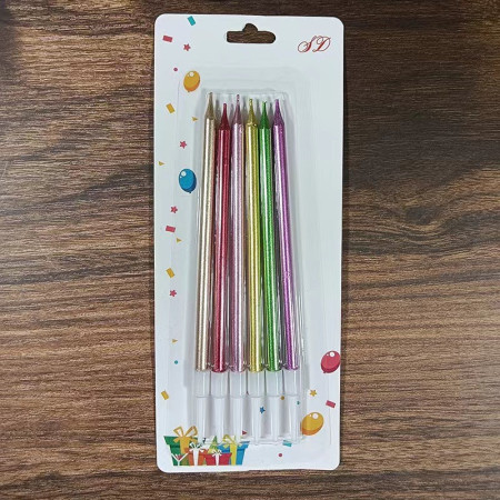 Set 6 Lumanari de Tort, Cyrax, din Parafina, 11 x 0.4 cm, Lucioase, Multicolor