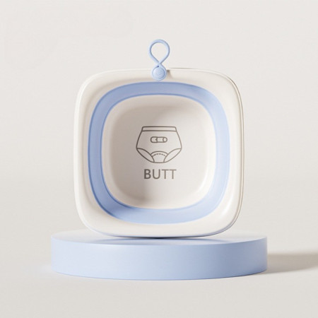 Cada Pliabila pentru Baie pentru Copii, Cyrax, Cadita pentru Bebelusi, Model Patrat pentru Fundulet, Albastru, 32x27.5x3.7 cm, 4 L