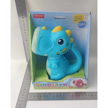 Jucarie Interactiva pentru Baloane de Sapun, Cyrax, Sunete si Lumini, Model Dinozaur, cu 8 Orificii, 17.1 x 10.4 x 21.5 cm, Albastru