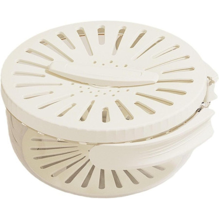 Strecuratoare 2 in 1 pentru Fructe si Legume, Cyrax, Cos de Scurgere si Cutie de Depozitare, 15.5 x 8.3 cm, din PP, cu Maner si Capac, Alb