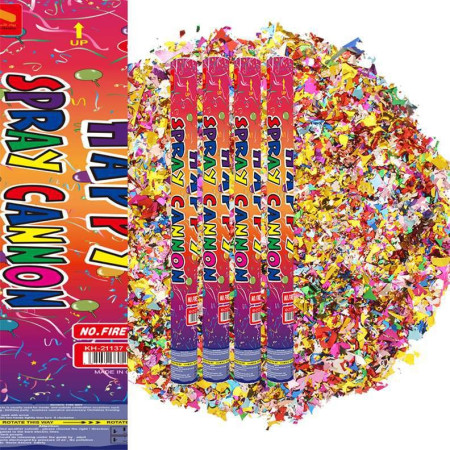 Tub de Confetii, Cyrax, Clasic, 80x5 cm, Confetii Asortate din Plastic, Eliberare prin Rasucire, Multicolor