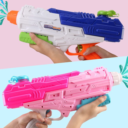 Set 2x Pistol cu Apa pentru Copii, Rezervor, Pentru Piscina/Plaja, Cyrax, 6ani+, Roz + Albastru, 1200 ML