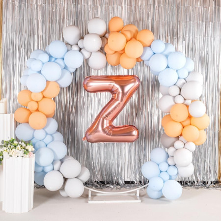 Balon Folie Metalizata Litera Z, Cyrax, 100 cm, Umflati cu Heliu sau Aer, Ambalaj Individual, Pai inclus, Rose Gold