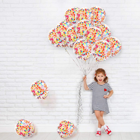 Set 10 Baloane din Latex, Cyrax, Model Party Confetti, 30 cm, Multicolore, 2.8 g