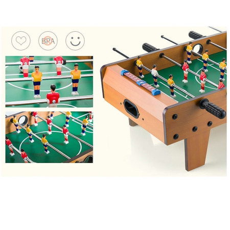 Mini Masa de Fotbal cu Teren si 18 Jucatori Cyrax, 6 Manere, cu Tablou pentru Scor, din Metal, Lemn si ABS, 50 x 25 x 16 cm, cu Picioruse, pentru copii/adulti