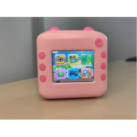 Camera Instantanee pentru Copii, Cyrax, cu Functie de Printare, Cablu USB-C, Bluetooth, compatibil iOS/Android, Imprimare APP, Model Urechi, Snur Subtire Inclus, Roz