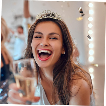 Set 2 Piese pentru Majorat, Cyrax, 15 x 13 x 5 cm, Coronita Printesa Gold si Panglica 18&Fabulous, Negru