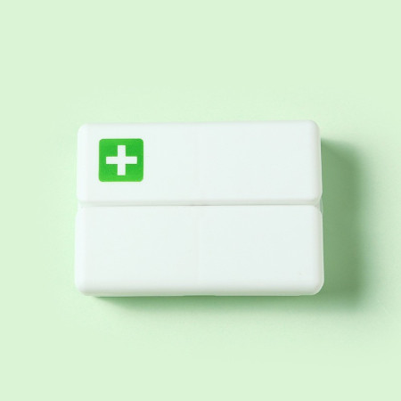 Cutie depozitare medicamente, 7 compartimente sigilate individual, pliabila, portabila,  Alb/Verde