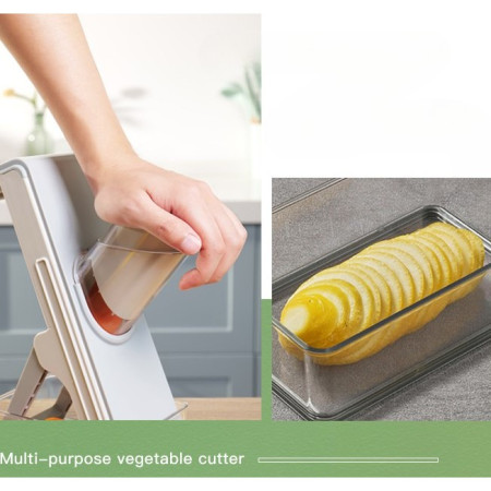 Feliator de Legume Multifunctional, Cyrax, Taieturi Diferite, Razatoare pentru Bucatarie, Taietor de Cartofi, Presa Manuala, Pliabila, Extensibila, PP PET, 23.5x9.5x5.5 cm, Alb