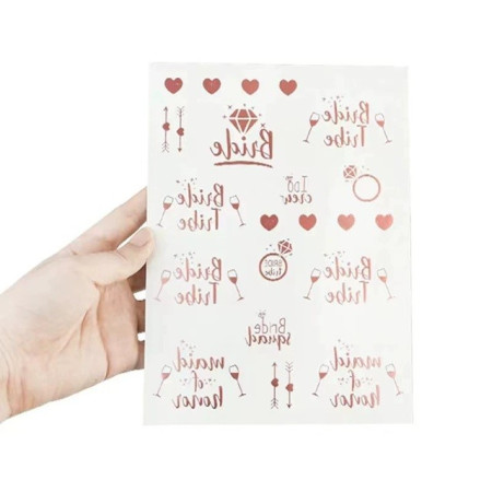 Set de Accesorii pentru Mireasa, Cyrax, Coronita, Panglica, Stickere, Voal, Model Bride To Be, Tematica Nunta, Alb-Roz