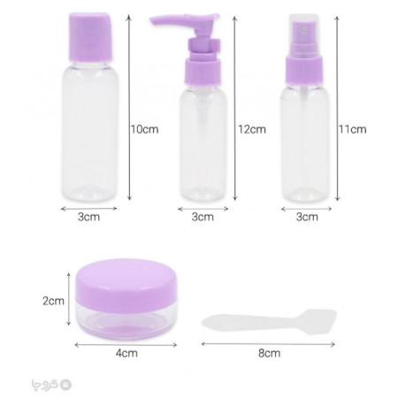 Set Recipiente pentru Cosmetice, Cyrax, 5 Piese, cu Gentuta, pentru Calatorii, Reutilizabile, Mov, Material Plastic, 40 ml, 10g