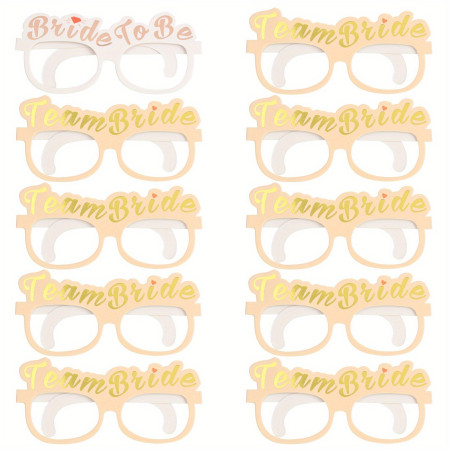 Set 10 Ochelari, Cyrax, Tematica Petrecerea Burlacitelor, Model Team Bride si Bride to Be, 9 x Roz, 1 x Alb