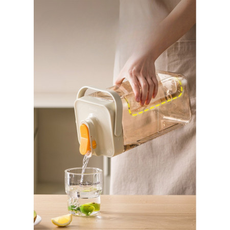 Dozator portabil pentru bauturi Cyrax, 3.5 litri, capac etans, duza deschidere/inchidere, recipent din plastic, gradat, filtru, maner, 29.7 x 14.1 x 14.4 cm, pentru diverse bauturi, alb