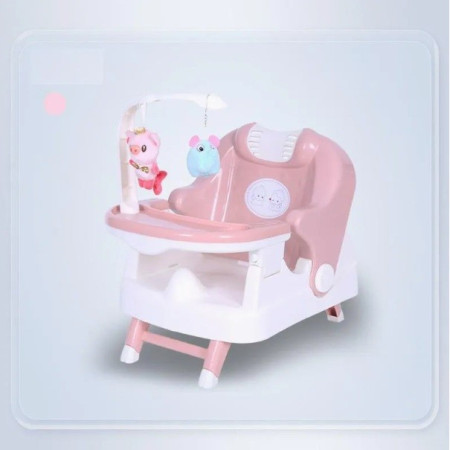 Scaun pentru Copii 2 in 1, Cyrax, pentru Servit Masa si pentru Baie, Multifunctional, Pliabil, Portabil, din Plastic, Spatar Reglabil, 58 x 39 cm, Roz