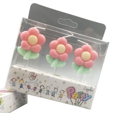 Set 3 Lumanari, Cyrax, Tema Flori, Model 2, din Parafina, Multicolor