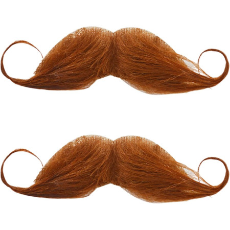 Mustata Falsa pentru Deghizari, Cyrax, Petreceri Tematice, din Panza, Autoadeziv, 13 x 10 cm, Model Curbat, Maro