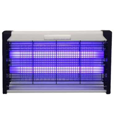 Lampa Electrica Anti Insecte,  Lumina Neon, 2 tuburi cu putere de 20W, Suspensie Perete, Carcasa din Plastic Metalica, 39 x 25 x 6 cm, Alb Negru