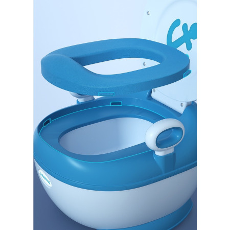 Olita pentru Copii, Cyrax, +1an, Portabila, Design cu Ancora, cu Capac, Model Prietenos, Non-Toxic, Compartiment Detasabil, cu Manere, cu 4 Picioare, Usor de Curatat, 46*33*32 cm, Albastru