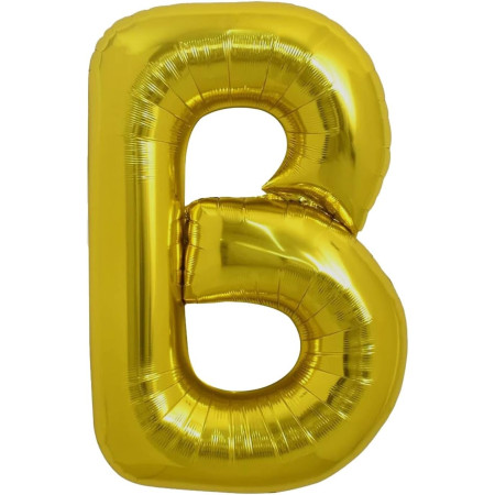 Balon Folie Metalizata Litera B, Cyrax, 80 cm, Umflati cu Heliu sau Aer, Ambalaj Individual, Pai inclus, Auriu