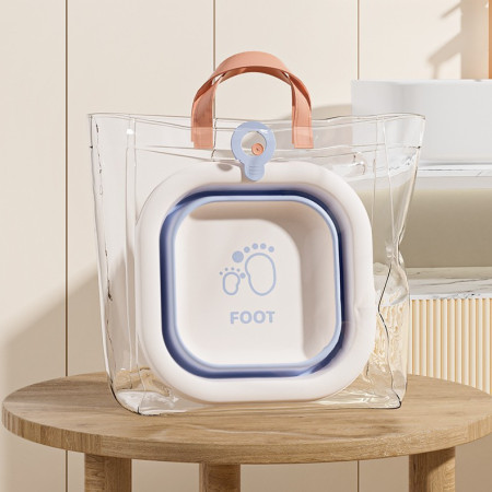 Cada Pliabila pentru Baie pentru Copii, Cyrax, Cadita pentru Bebelusi, Model Patrat pentru Picioare, Albastru, 30x30x3.5 cm, 3.5 L