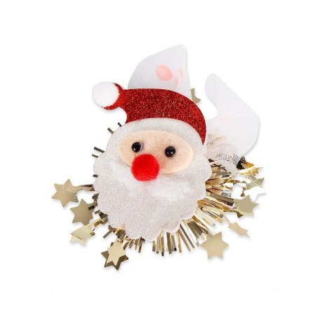 Agrafa de Par, Cyrax, Tema Craciun, Model Mos Craciun, din Panza, 10.5 x 9 cm, Multicolor