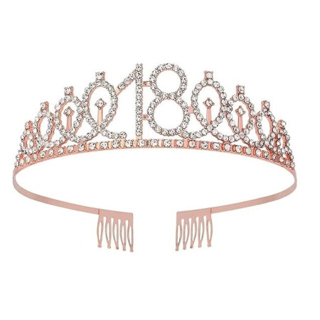 Set 2 Piese pentru Majorat, Cyrax, 15 x 13 x 5 cm, Coronita Printesa Rose si Panglica 18&Fabulous, Alb