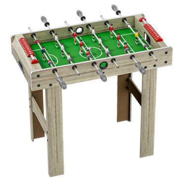 Masa de Fotbal cu Teren si 18 Jucatori Cyrax, 6 Manere, cu Tablou pentru Scor, din Metal, Lemn si ABS, 81 x 43 x 78 cm, cu Picioare, pentru copii/adulti, Gri