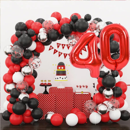 Balon din Folie Metalizata Cyrax, Figurina Cifra, Tema Aniversare 80 cm, Ambalaj Individual, Pai inclus, Umflare cu Aer sau Heliu, Rosu, Cifra 4