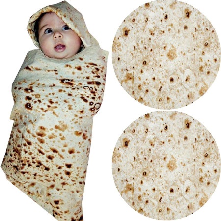 Set patura flanel si caciula  forma lipie, pentru nou-nascuti, material poliester, 85 cm, crem