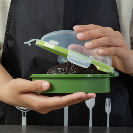 Recipient de Depozitare Avocado, Cyrax, Etans, pentru Frigider, din Plastic, Mentinere Proaspata, 15.3x11x8 cm, Verde