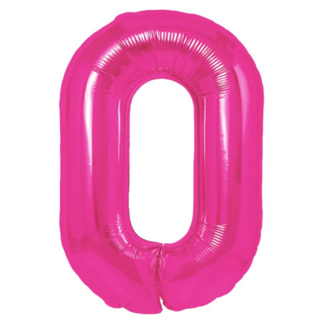 Balon din Folie Metalizata, Cyrax, Figurina Cifra, Model 0, Tema Aniversare 100 cm, Ambalaj Individual, Pai Inclus, Umflare cu Aer sau Heliu, Roz