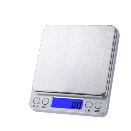 Mini Cantar Electronic, Cyrax, pentru Alimente/Bijuterii, max 3 Kg, 2 x AA, 12.7 x 10.6 x 1.9 cm, Gri