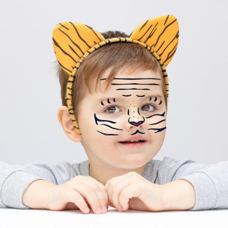 Sticker Temporar pentru Fata, Cyrax, pentru Machiaj, Face Art, Halloween, Teatru, Model Leu, Portocaliu