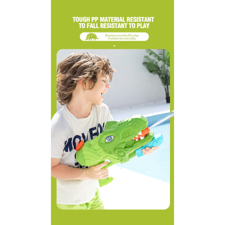 Pistol cu Apa pentru Copii, Rezervor, Pentru Piscina/Plaja, Cyrax, 6ani+, Tiranozaur, 3 duze, Verde, 660ML