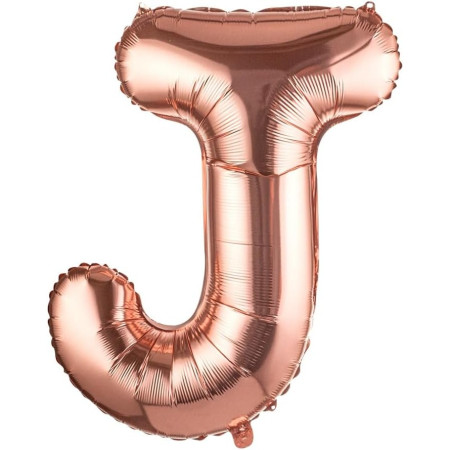 Balon Folie Metalizata Litera J, Cyrax, 80 cm, Umflati cu Heliu sau Aer, Ambalaj Individual, Pai inclus, Rose Gold