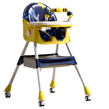 Scaun de Masa pentru Bebelusi si Copii, Cyrax, 2 Tavite cu Jucarii si Husa Detasabile, Multifuncțional, Stabil, Centura de Siguranta, Spatar Reglabil Moale, Balansoar, Cos de Depozitare, de la 6 Luni, 97x73x65cm, Galben