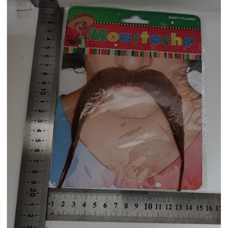 Mustata Falsa pentru Deghizari, Cyrax, Petreceri Tematice, din Panza, Autoadeziv, 10 x 15 cm, Model Roscat, Maro