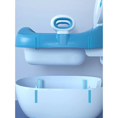 Olita pentru Copii, Cyrax, +1an, Portabila, Design cu Ancora, cu Capac, Model Prietenos, Non-Toxic, Compartiment Detasabil, cu Manere, cu 4 Picioare, Usor de Curatat, 46*33*32 cm, Albastru