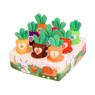 Jucarie Interactiva Montessori, pentru Copii, de Sortat pe Culori, Cyrax, 9 Morcovi si Suport, Multicolor