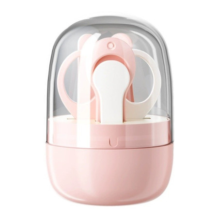 Set 4in1 de Ingrijire Unghii pentru Bebelusi, Cyrax, Cutie de Depozitare Tip Borcan, 0-6 Ani, 10 x 7 x 6 cm, Roz