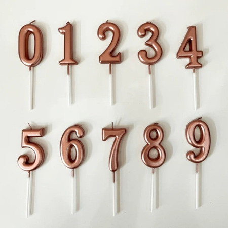 Lumanare de Tort, Cyrax, Model Cifra 1, Party, 4.5 x 2.5 cm, din Parafina, Rose Gold