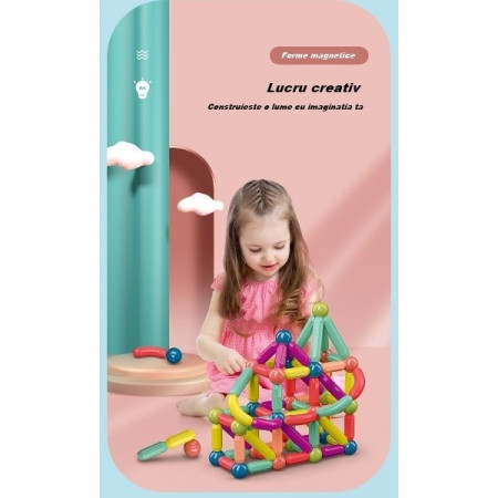 Set 36 piese magnetice de constructie, Cyrax, Forme geometrice, Multicolor
