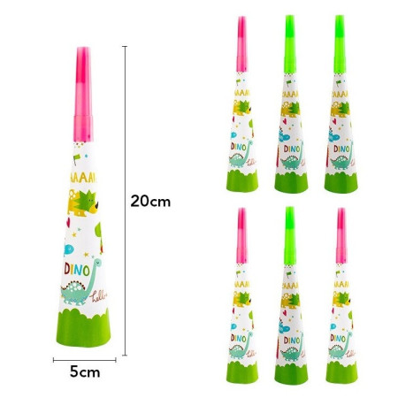 Set 6 Suflatori, Cyrax, Colectia Dino Park, 20 x 5 cm, din Carton, Multicolor