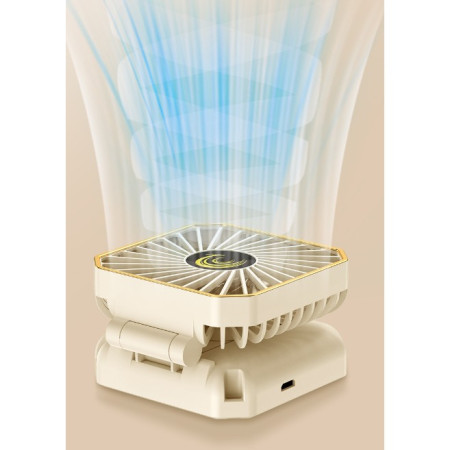 Ventilator Portabil,  de Gat, de Birou, Suport Telefon, 14 x 7 cm, Incarcare USB, din ABS, 3 Viteze, Alb
