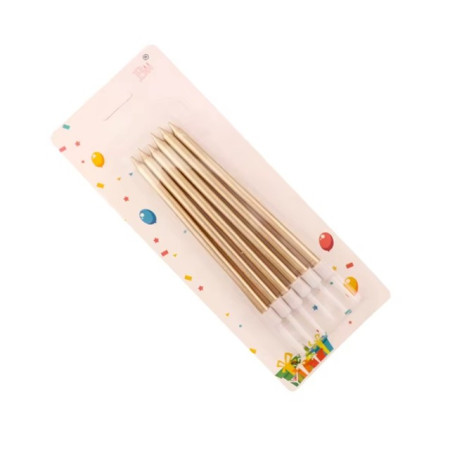 Set 6 Lumanari de Tort, Cyrax, din Parafina, 11 x 0.4 cm, Lucioase, Sampanie