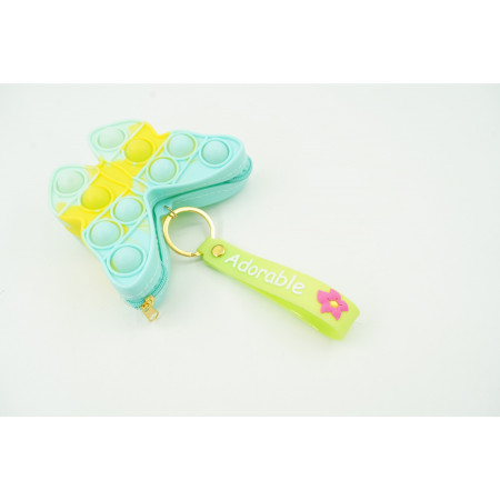 Jucarie antistres din silicon, Cyrax, Pop It Now and Flip It, Portofel fluturas, Bleu/Galben