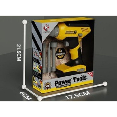 Set Jucarie pentru Copii Bormasina, Cyrax, Accesorii Incluse, 4 Capete de Schimb, Material Plastic, Interactiv, Distractiv, 21.5x17.5x6 cm, Portocaliu