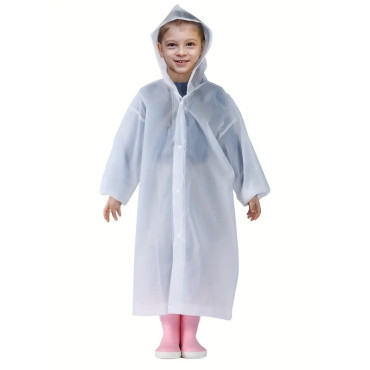 Pelerina de Ploaie,  pentru Copii 100-145 cm, din EVA, Impermeabila, Inchidere cu Capse, Alb