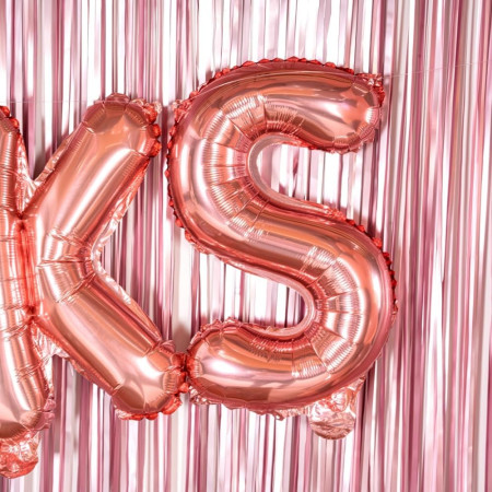 Balon Folie Metalizata Litera S, Cyrax, 40 cm, Umflati cu Heliu sau Aer, Ambalaj Individual, Pai inclus, Rose Gold
